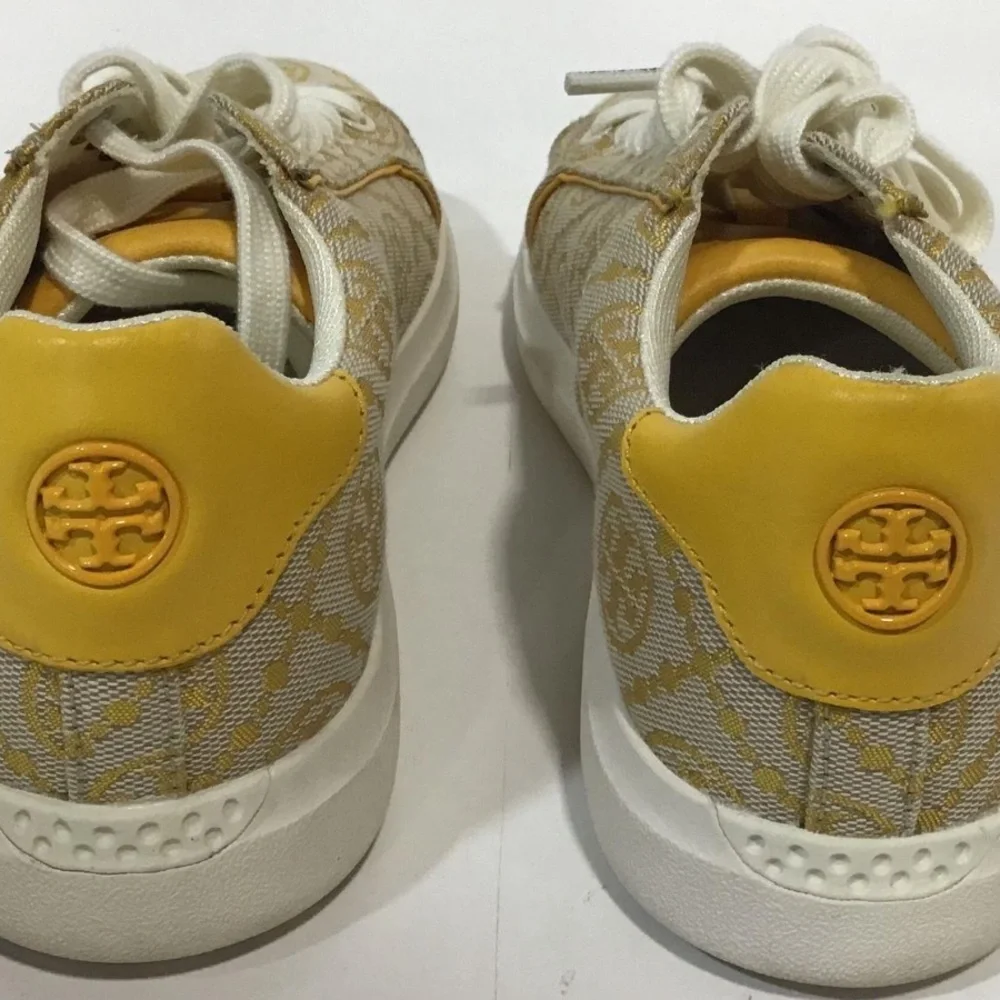 Women’s Tory Burch T Monogram Howell Court Sneaker Size 6.5M Yellow